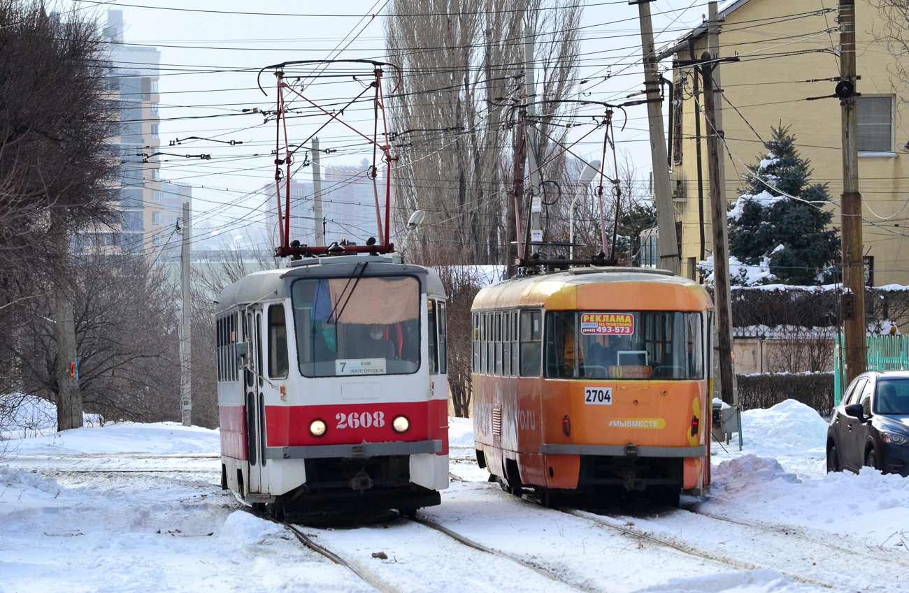 Volgograd, Tatra T3SU mod. VZSM # 2608; Volgograd, Tatra T3SU # 2704