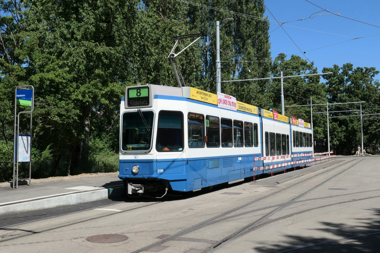 Цюрих, SWP/SIG/ABB Be 4/8 "Tram 2000 Sänfte" № 2116