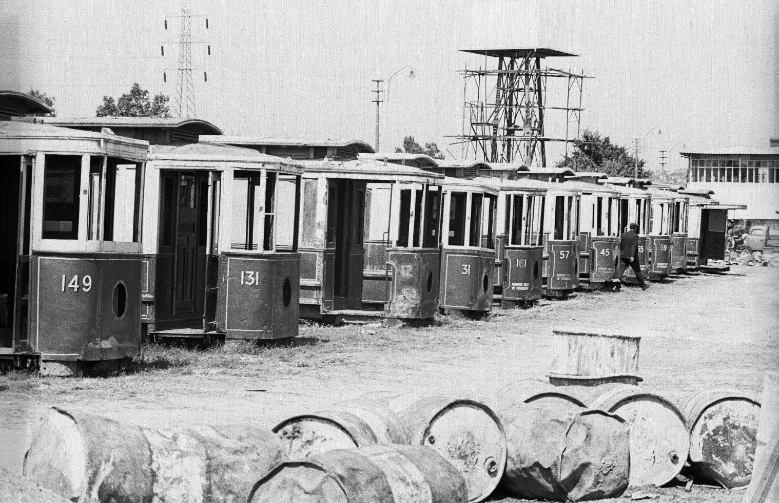 Stambula, Franco-Belge 2-axle motor car № 149; Stambula, Franco-Belge 2-axle motor car № 131; Stambula — Historical photos — İETT camp in Avcılar district