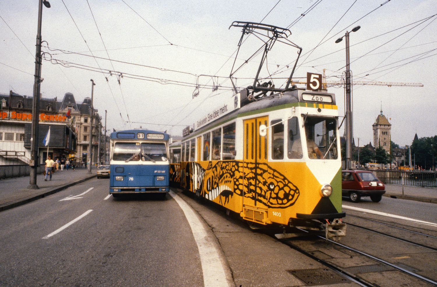 Zürich, SWS/MFO Ce 4/4 "Kurbeli" № 1400; Zürich, FBW/R&J/BBC-SAAS GTr91 GTL № 76; Zürich — Old photos