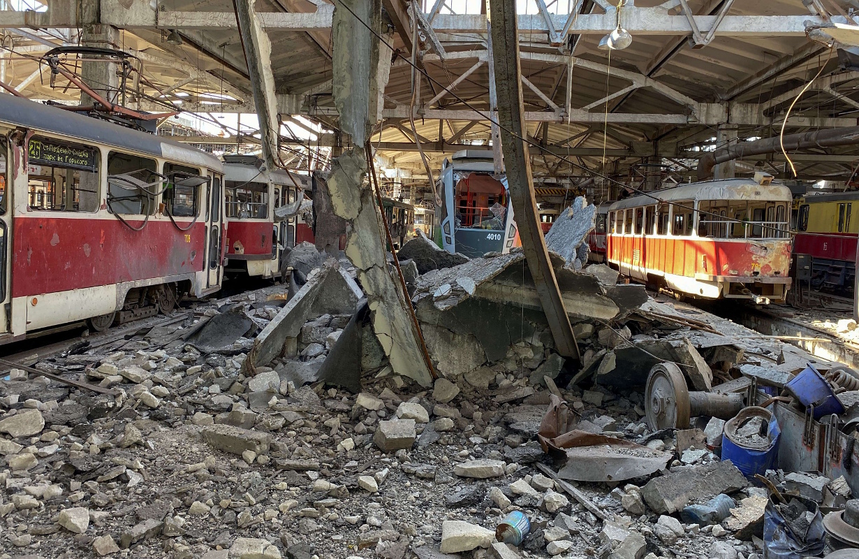 Charkivas, Tatra T3SUCS nr. 708; Charkivas, Tatra T3SUCS nr. 701; Charkivas — Aftermath of Bombardments of Saltovskoe Tram Depot; Charkivas — Aftermath of Military Action from 02.2022