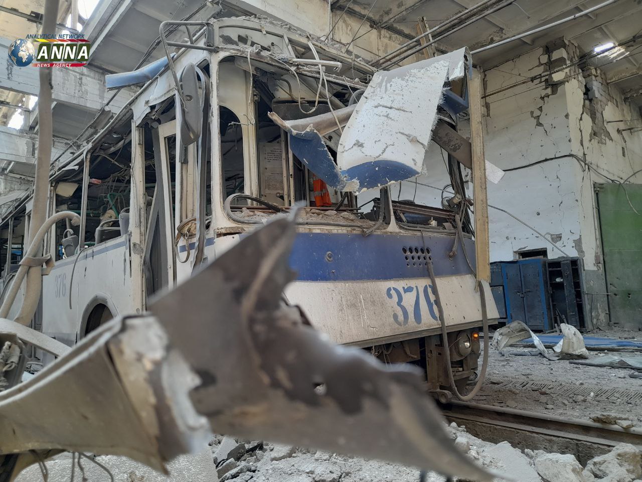 Алчевск, Дніпро E187 № 376; Алчевск — Последствия ракетного обстрела троллейбусного депо 16.07.2022