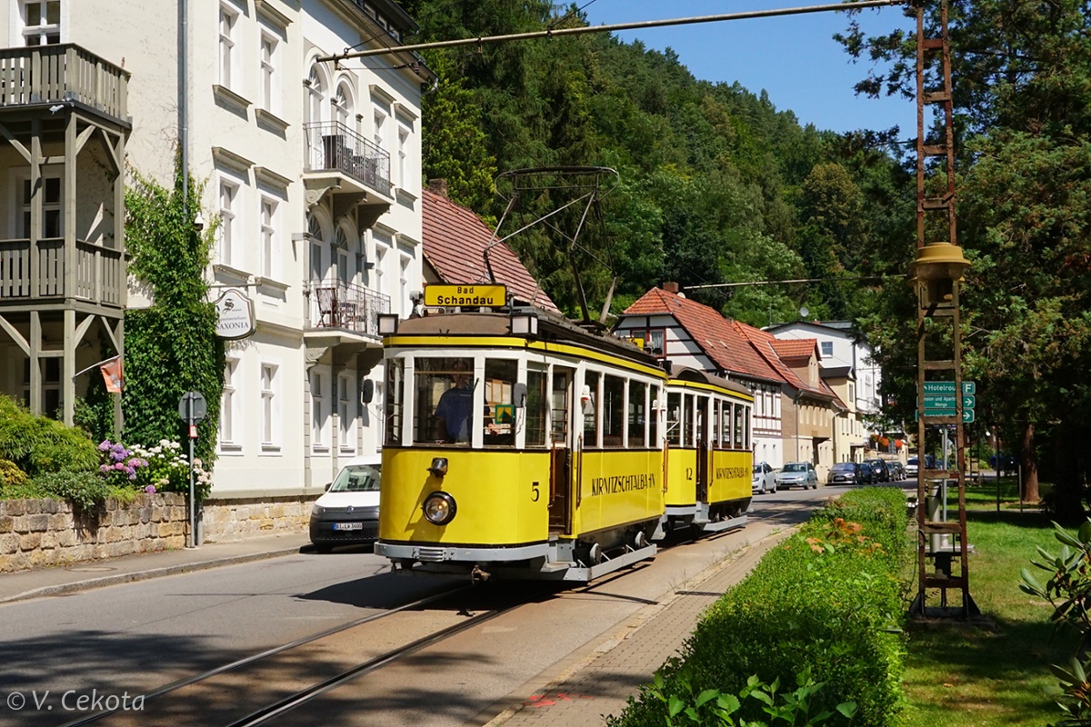 Bad Schandau, MAN/SSW 2-axle motor car č. 5; Bad Schandau, MAN 2-axle trailer car č. 12 Bad Schandau, MAN/SSW 2-axle motor car č. 5; Bad Schandau, MAN 2-axle trailer car č. 12