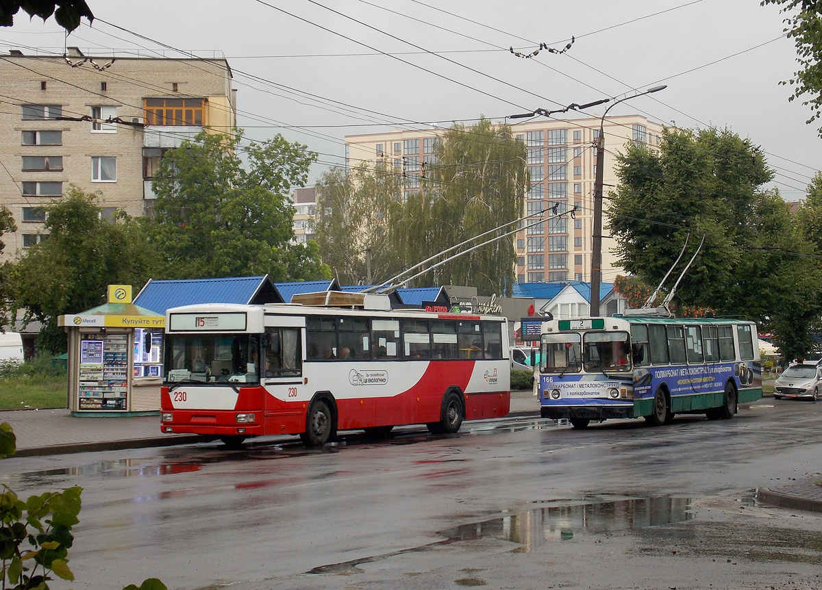 Луцк, MPK/Jelcz 120MT № 230; Луцк, ЗиУ-682В-012 [В0А] № 166