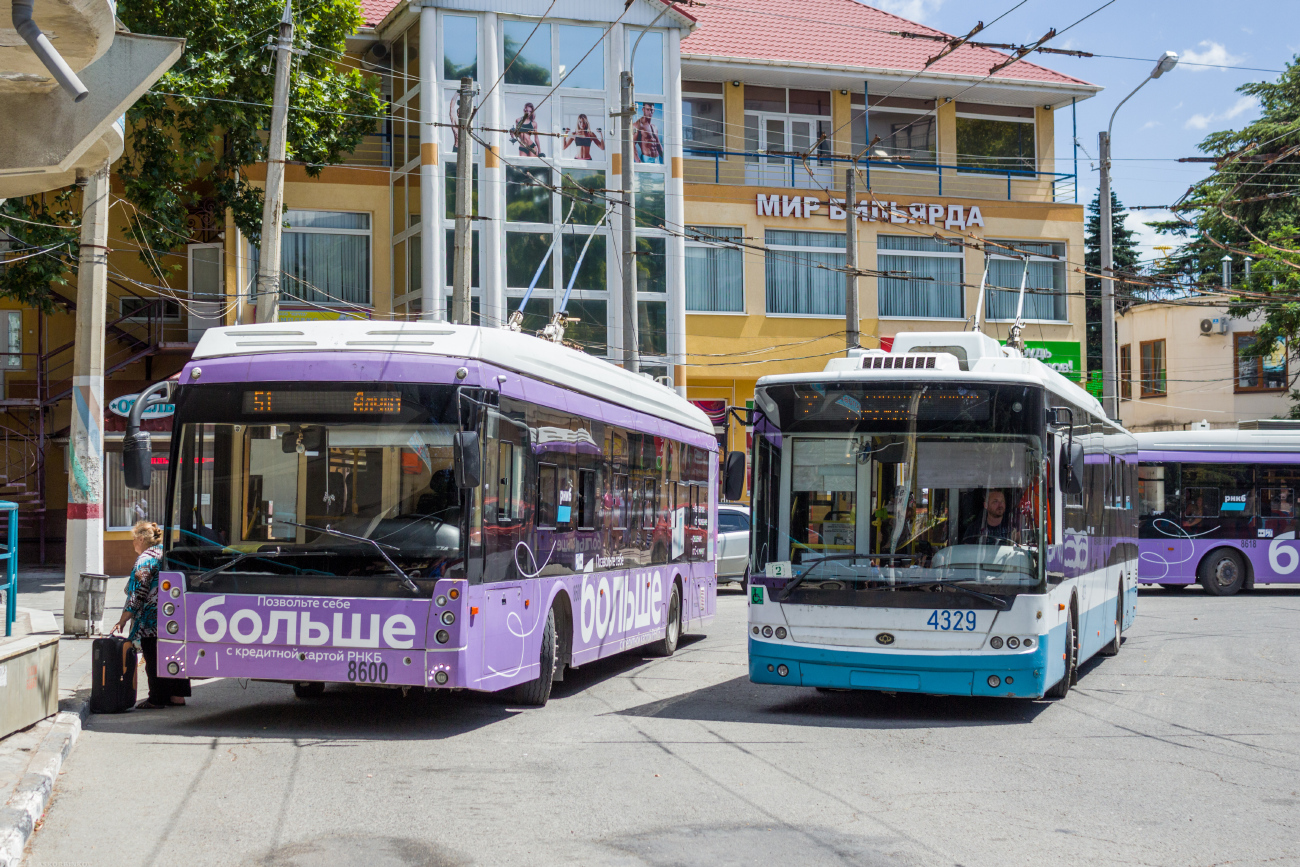 Krimski trolejbus, Trolza-5265.05 “Megapolis” č. 8600; Krimski trolejbus, Bogdan T70110 č. 4329
