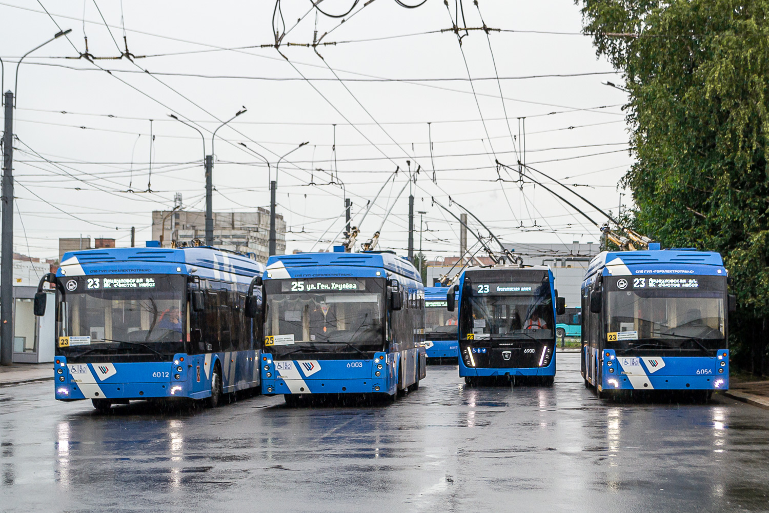 Saint-Petersburg, Trolza-5265.02 “Megapolis” Br. 6003; Saint-Petersburg, КAMАZ-62825 Br. 6900; Saint-Petersburg, Trolza-5265.08 “Megapolis” Br. 6056