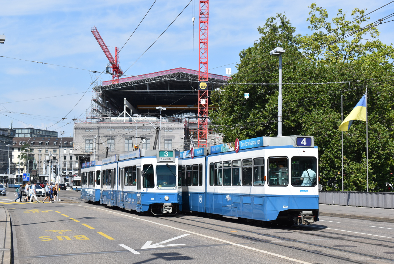 Zurich, SWP/SIG/BBC Be 4/6 "Tram 2000" № 2082; Zurich, SWS/SWP/BBC Be 4/6 "Tram 2000" № 2032