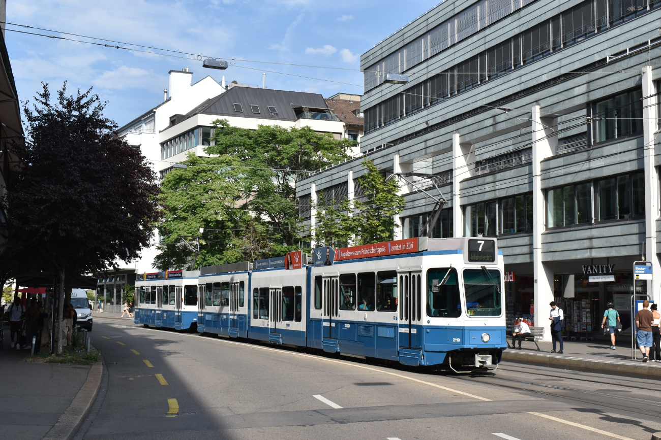 Zurich, SWP/SIG/ABB Be 4/8 "Tram 2000 Sänfte" № 2119