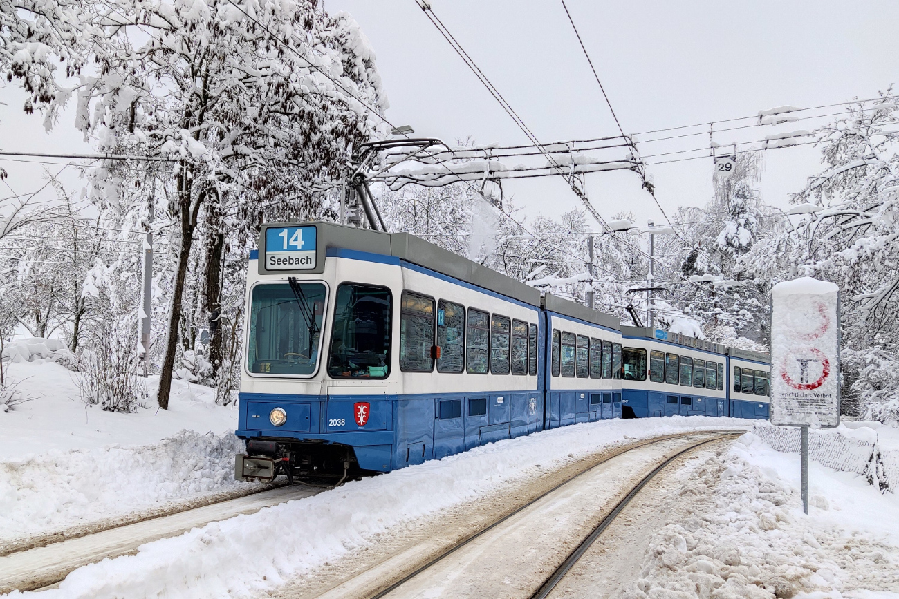Zurich, SWS/SWP/BBC Be 4/6 "Tram 2000" № 2038