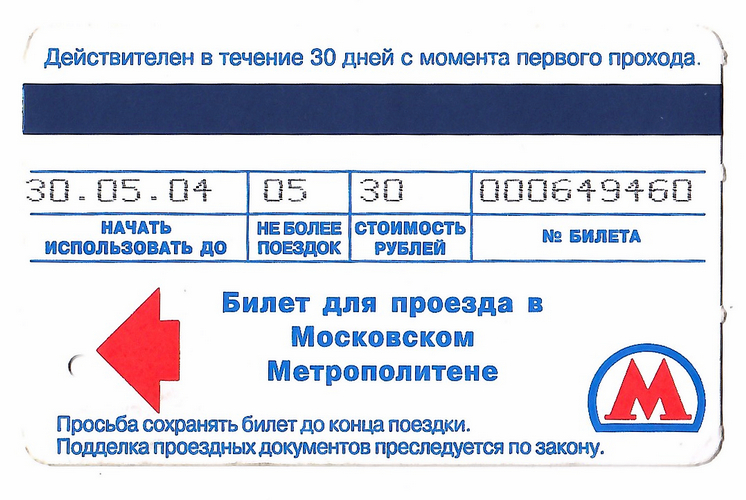 Moskva — Tickets (metro)