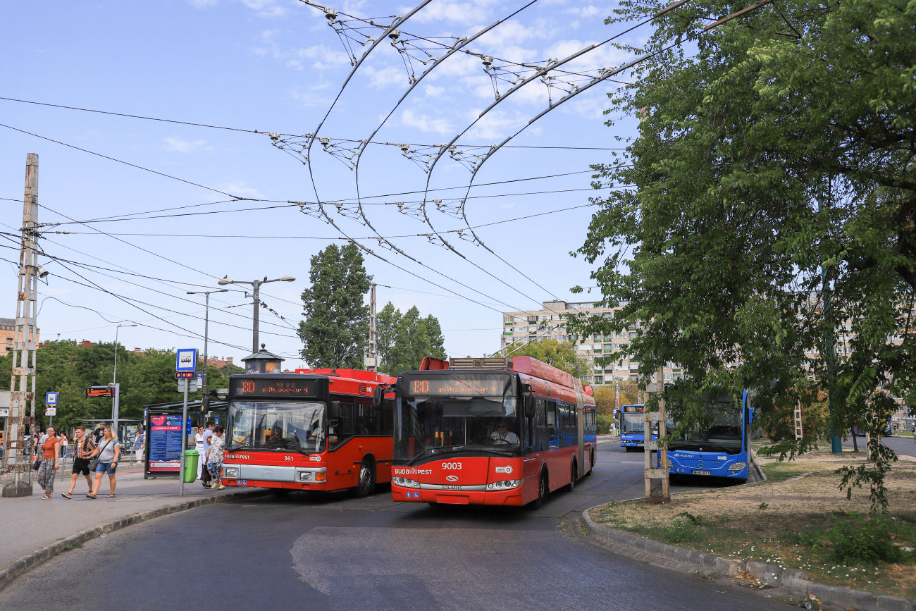 Будапешт, Gräf & Stift J09 NGE152 № 361; Будапешт, Solaris Trollino III 18 Škoda № 9003