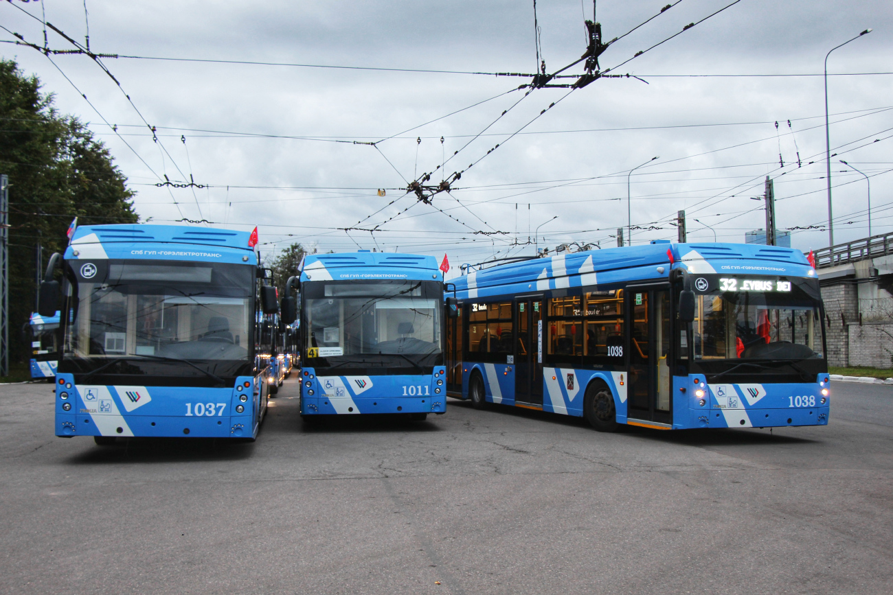 Санкт-Петербург, Тролза-5265.08 «Мегаполис» № 1037; Санкт-Петербург, Тролза-5265.08 «Мегаполис» № 1011; Санкт-Петербург, Тролза-5265.08 «Мегаполис» № 1038