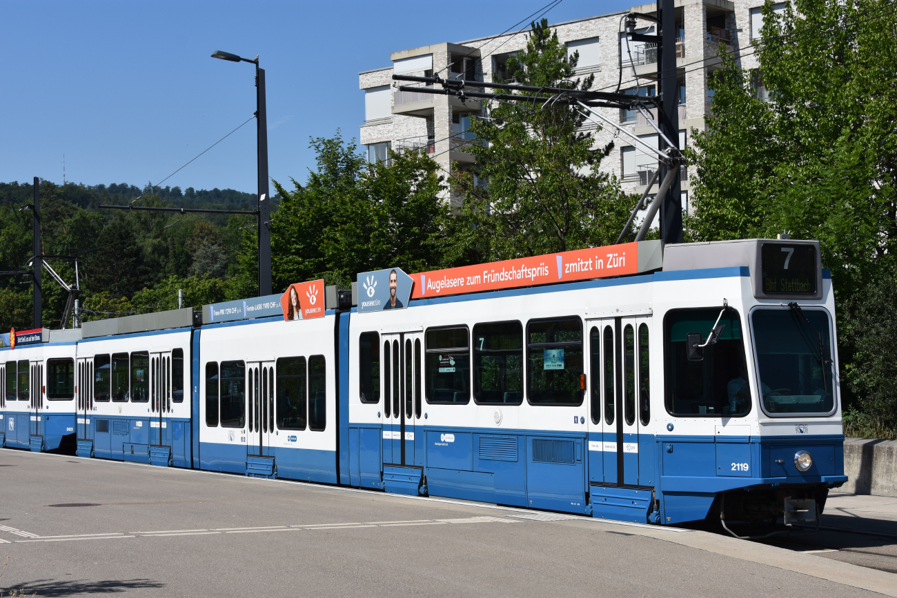 Zurich, SWP/SIG/ABB Be 4/8 "Tram 2000 Sänfte" № 2119