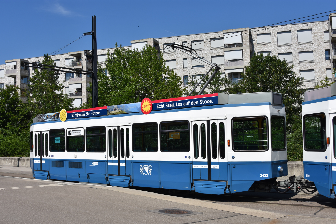 Zurich, SWP/SIG/ABB Be 2/4 "Tram 2000 Pony" № 2422