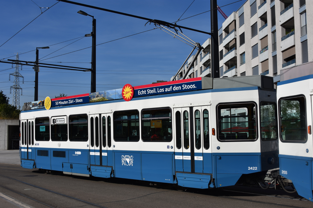 Zurich, SWP/SIG/ABB Be 2/4 "Tram 2000 Pony" Br. 2422