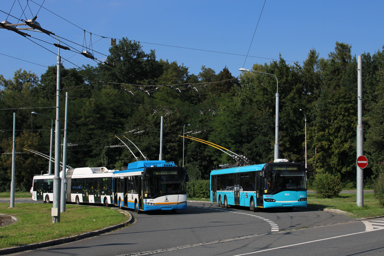 Острава, Škoda 26Tr Solaris III № 3721; Острава, Solaris Trollino II 15 AC № 3602 Острава, Škoda 26Tr Solaris III № 3721; Острава, Solaris Trollino II 15 AC № 3602