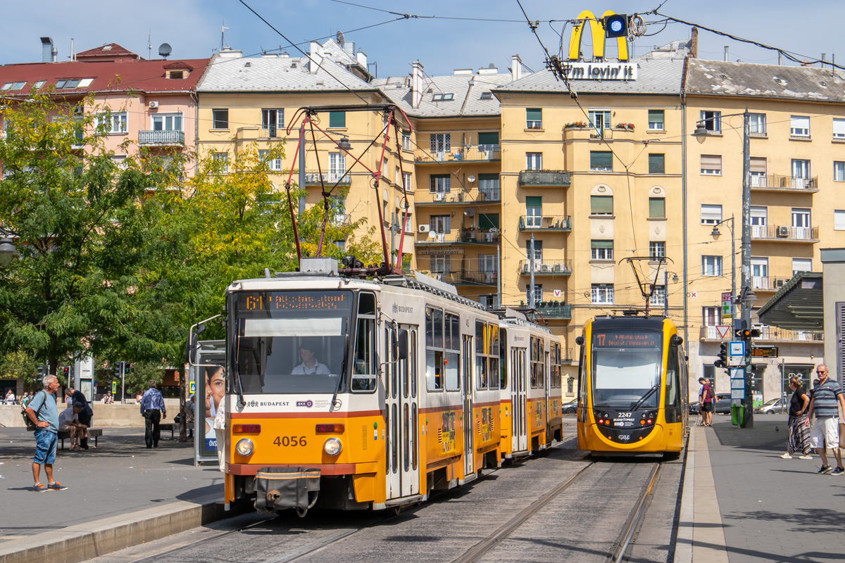 Будапешт, Tatra T5C5K2 № 4056; Будапешт, CAF Urbos 3 № 2247