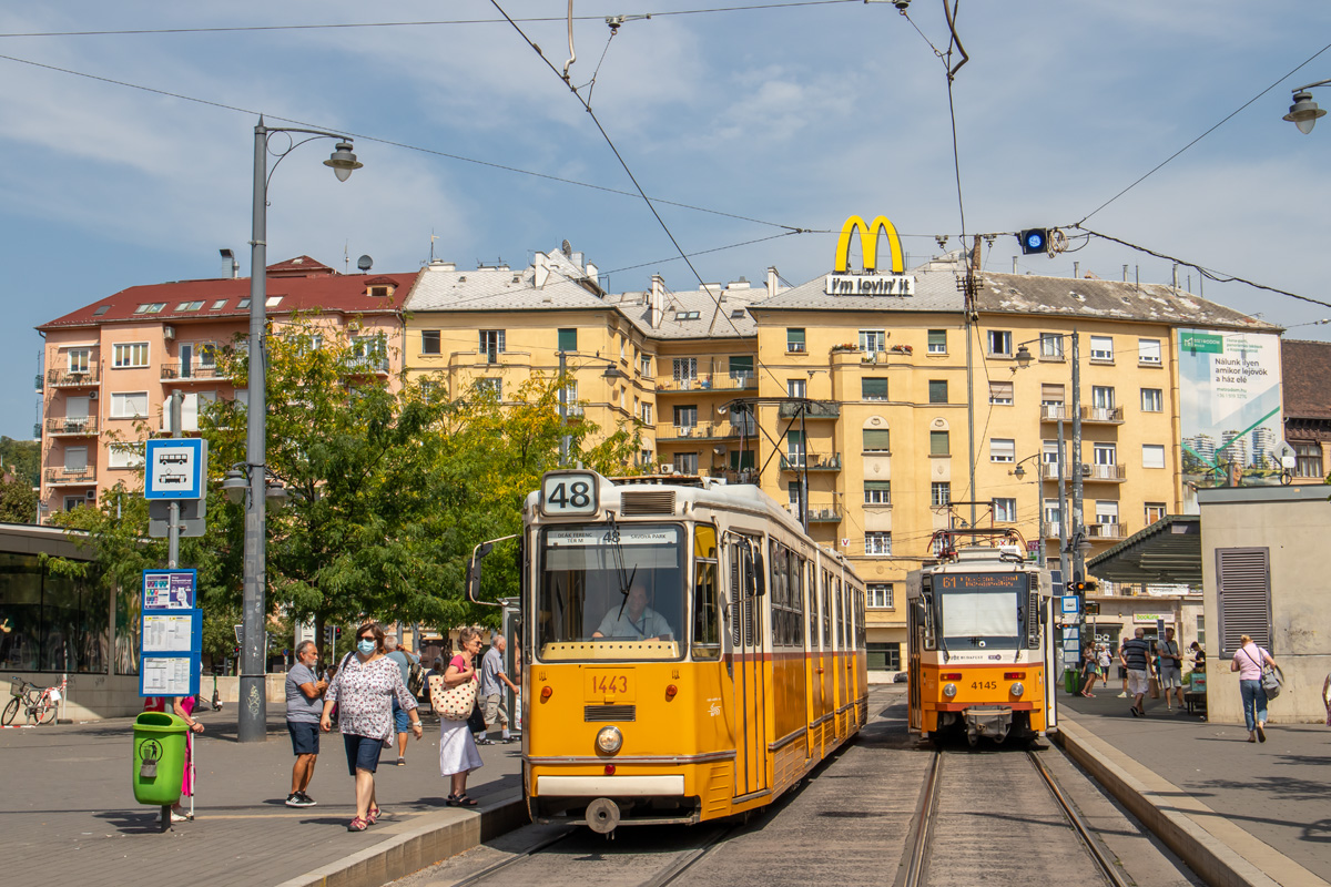 Будапешт, Ganz CSMG2 № 1443; Будапешт, Tatra T5C5K2 № 4145