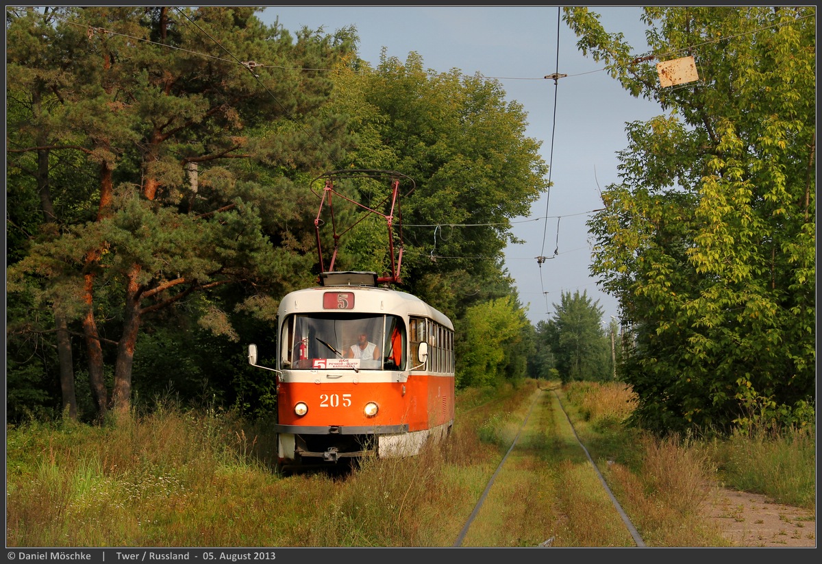 Тверь, Tatra T3SU № 205; Тверь — Трамвайные линии: Заволжский район (линия до дер. Старая Константиновка) Тверь, Tatra T3SU № 205; Тверь — Трамвайные линии: Заволжский район (линия до дер. Старая Константиновка)