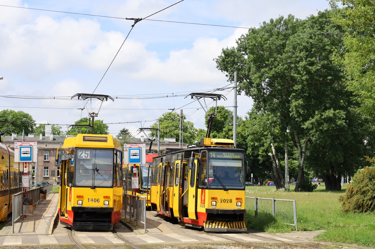 Варшава, Konstal 105Ne № 1406; Варшава, Konstal 105Ni № 2028