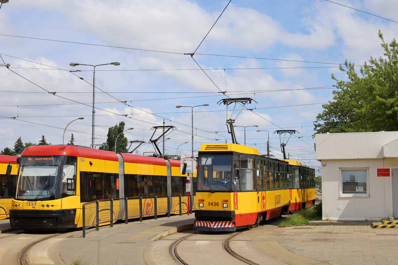 Варшава, PESA Swing 120Na № 3224; Варшава, Konstal 105Nf № 1436