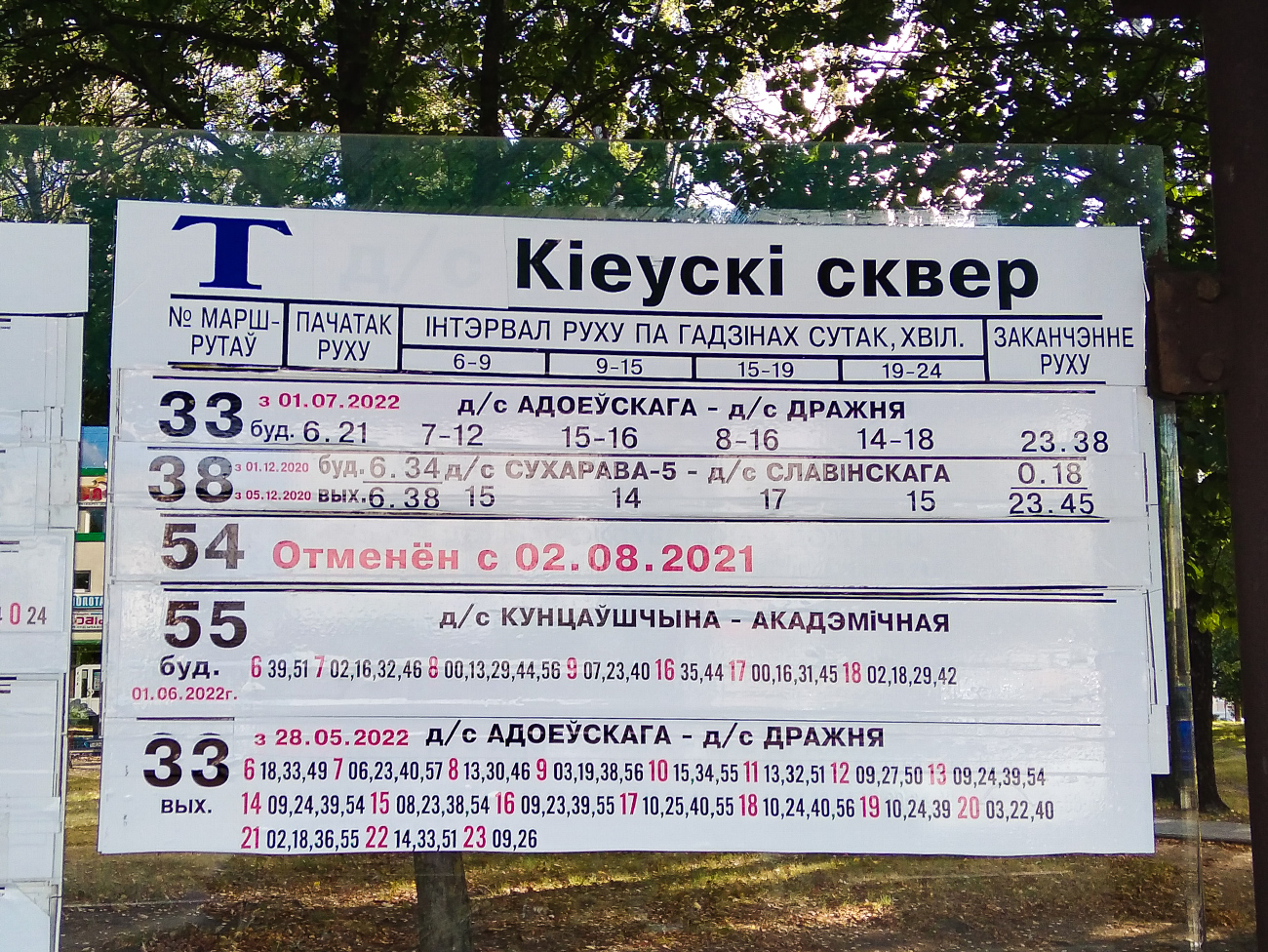 Минск — Остановочные таблички