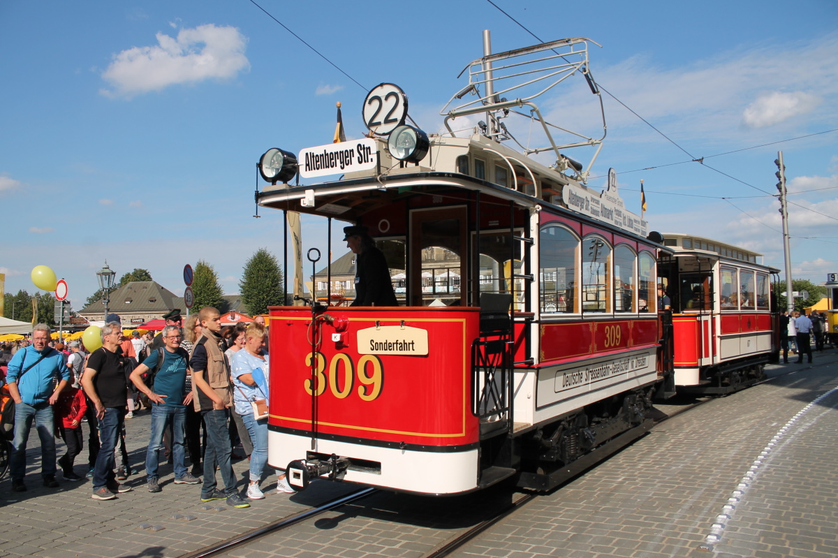 Dresden, Berolina 2-axle motor car # 309 (201 301); Dresden — 150th anniversary of Dresden trams (24.09.2022)