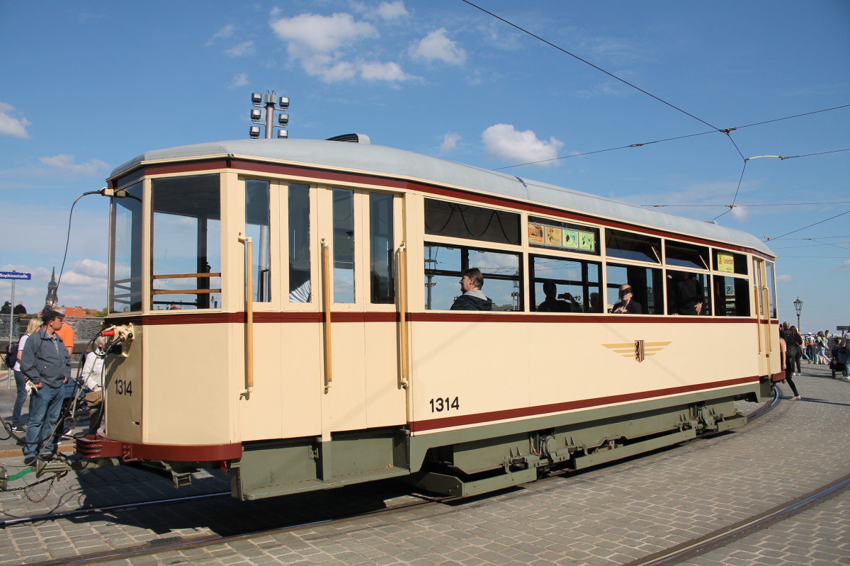 Дрезден, Двухосный прицепной Christoph & Unmack № 1314 (251 303); Дрезден — 150 лет трамвайному движению в Дрездене (24.09.2022)