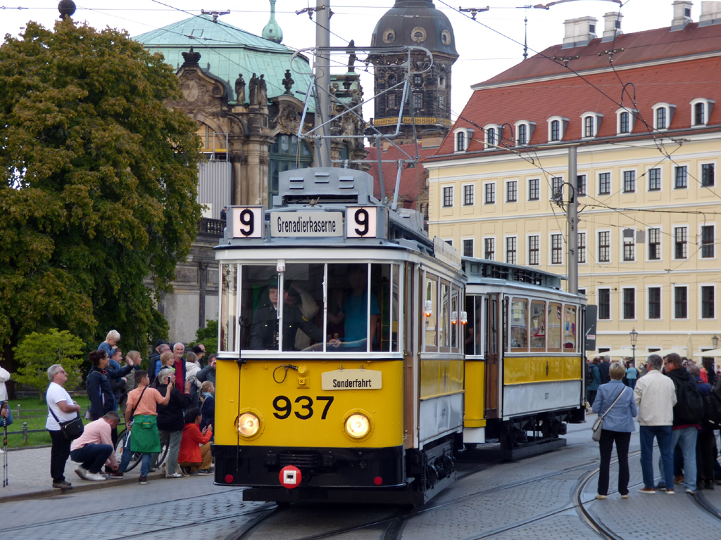 Дрезден, Двухосный моторный Dresden № 937 (201 302); Дрезден — 150 лет трамвайному движению в Дрездене (24.09.2022)