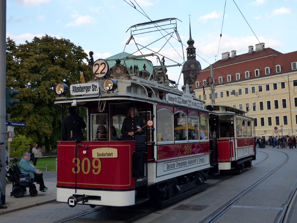 Dresden, Berolina 2-axle motor car # 309 (201 301); Dresden — 150th anniversary of Dresden trams (24.09.2022)
