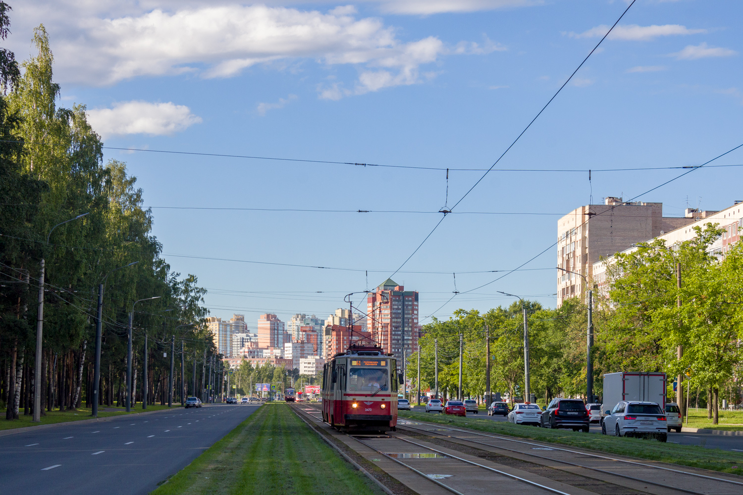 Sankt Petersburg, LVS-86K Nr. 3473; Sankt Petersburg — Tram lines and infrastructure Sankt Petersburg, LVS-86K Nr. 3473; Sankt Petersburg — Tram lines and infrastructure