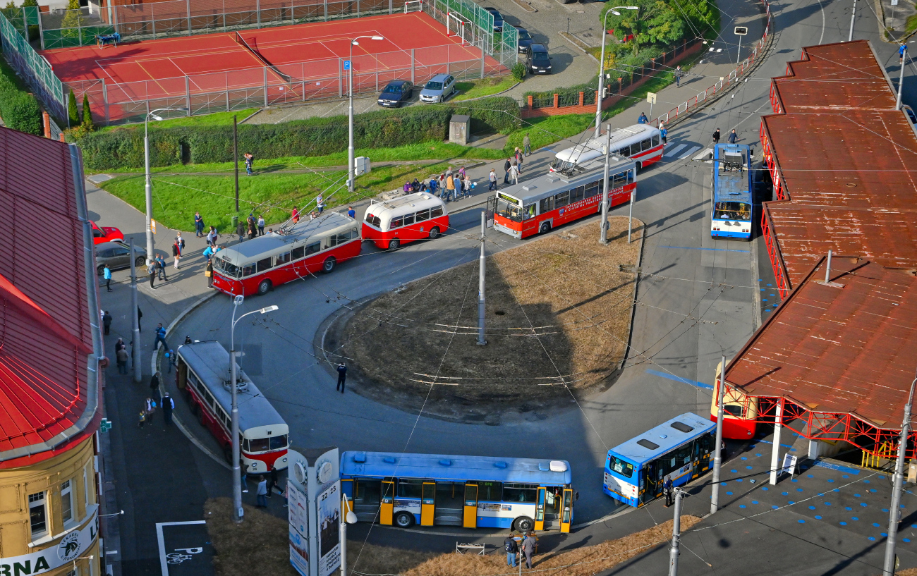 Ostrava, Škoda 8Tr6 Nr. 29; Ostrava, Tatra T400 Nr. 26; Ostrava, Škoda 17Tr Nr. 3902; Ostrava, Škoda 14TrM Nr. 3261; Ostrava — 70th anniversary of Ostrava trolleybus; Ostrava — Views from Tieto Towers