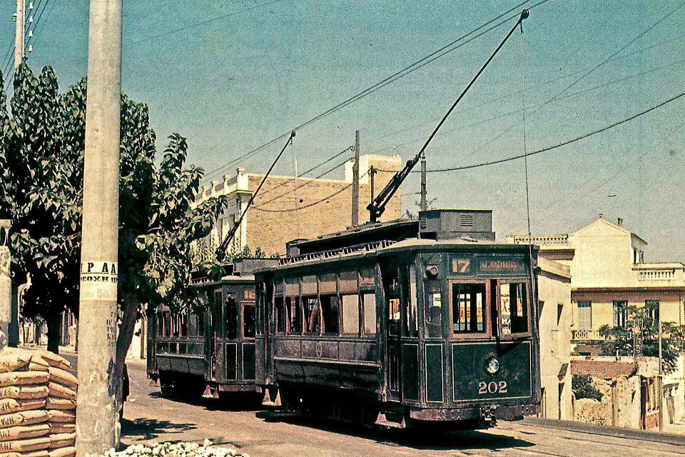 Афины, Двухосный моторный вагон № 202; Афины — Трамваи – старые фотографии
