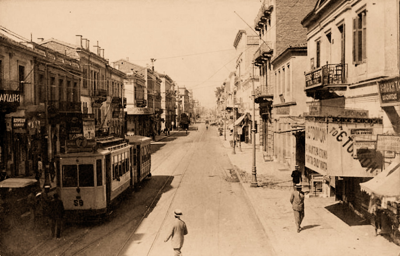 Афины, Двухосный моторный вагон № 58; Афины — Трамваи – старые фотографии