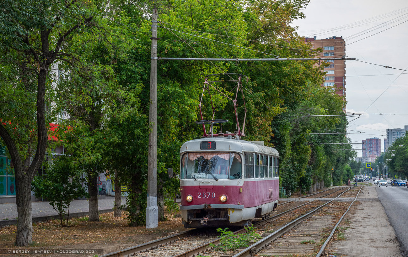 Волгоград, Tatra T3SU (двухдверная) № 2670