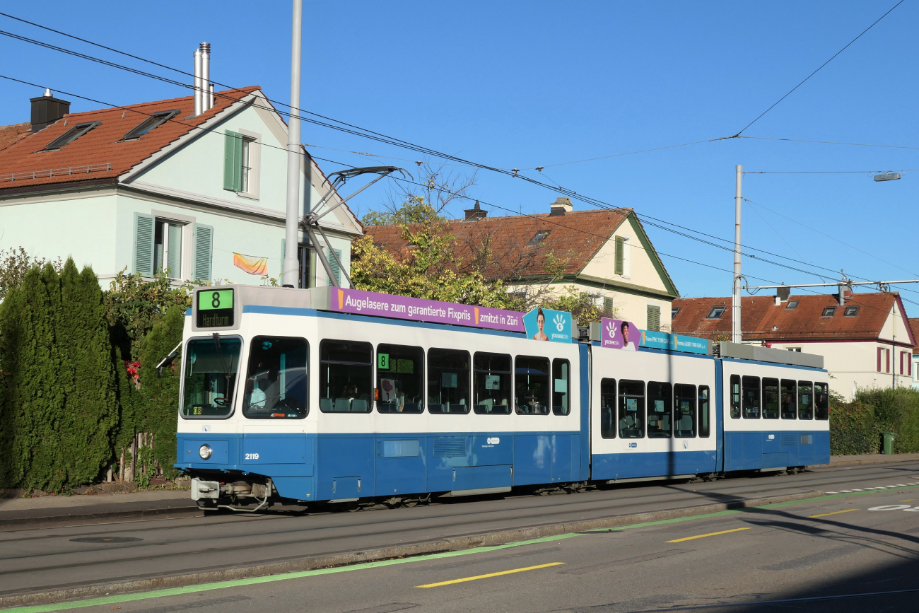 Цюрих, SWP/SIG/ABB Be 4/8 "Tram 2000 Sänfte" № 2119