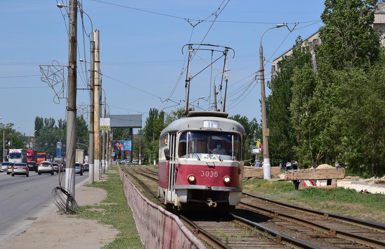 Волгоград, Tatra T3SU (двухдверная) № 3036