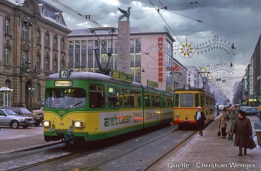 Карлсруэ, Rastatt GT-8 EP № 112; Карлсруэ, Waggon-Union GT8 № 206