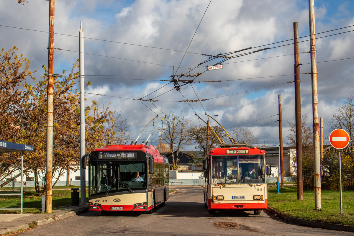 Vilnius, Solaris Trollino IV 12 Škoda № 1727; Vilnius, Škoda 14Tr13/6 № 1636