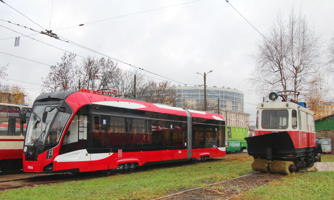 Санкт-Петербург, ГС-4 (КРТТЗ) № ГС-7905; Санкт-Петербург, 71-923М «Богатырь-М» № 7826; Санкт-Петербург — Новые трамвайные вагоны