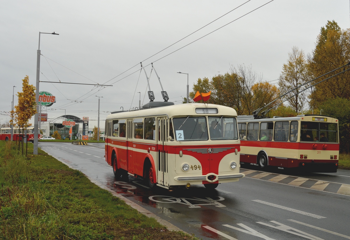 Prague, Škoda 8Tr9 № 494; Prague — 50 years after – special trolleybus rides and start of line 58 operation Prague, Škoda 8Tr9 № 494; Prague — 50 years after – special trolleybus rides and start of line 58 operation