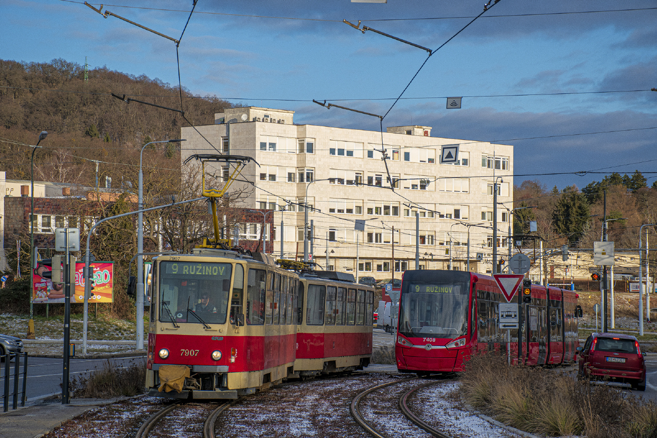 Братислава, Tatra T6A5 № 7907; Братислава, Škoda 29T ForCity Plus № 7408