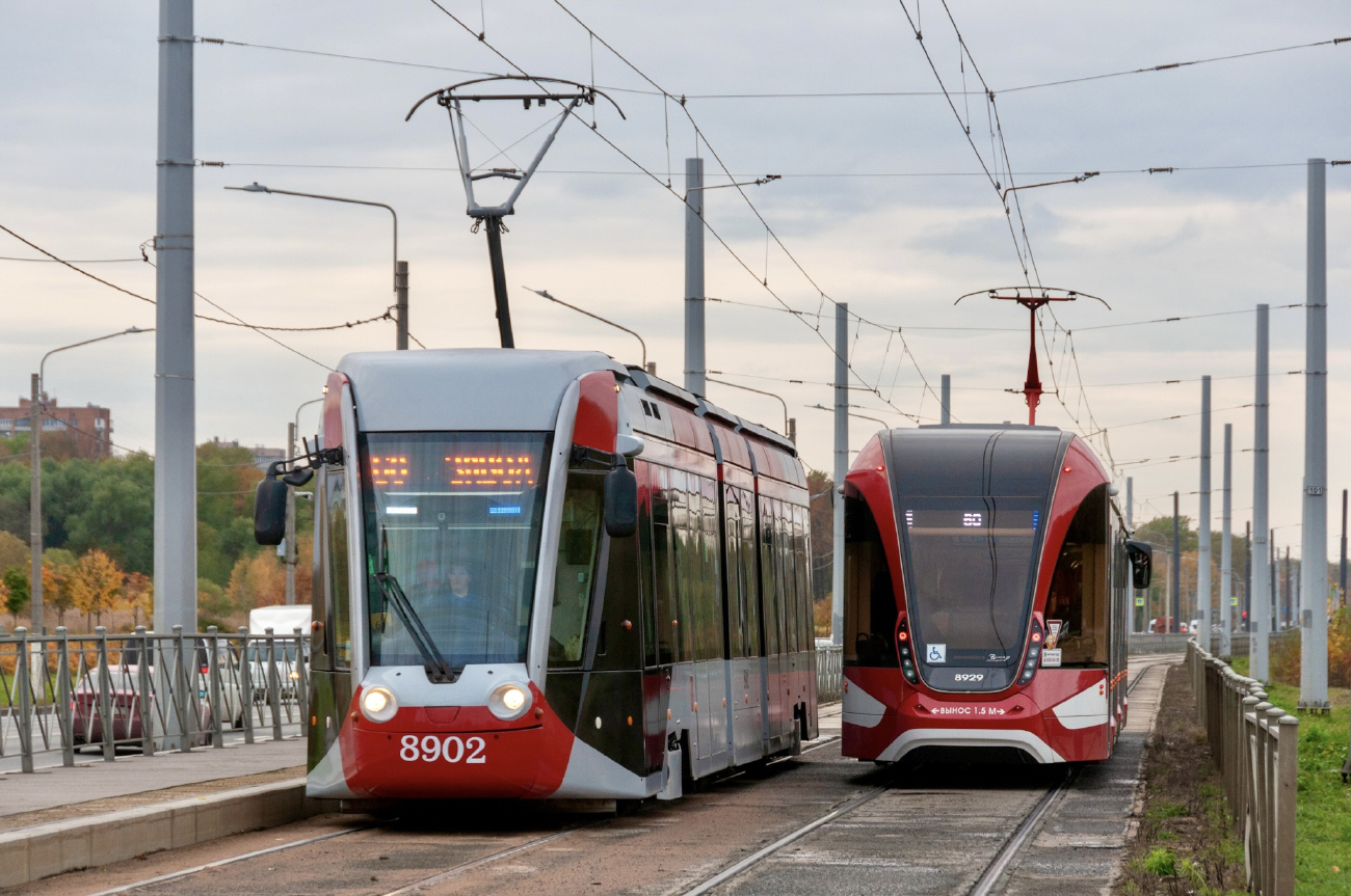 Санкт-Петербург, 71-801 (Alstom Citadis 301 CIS) № 8902; Санкт-Петербург, 71-931АМ «Витязь-Ленинград» № 8929