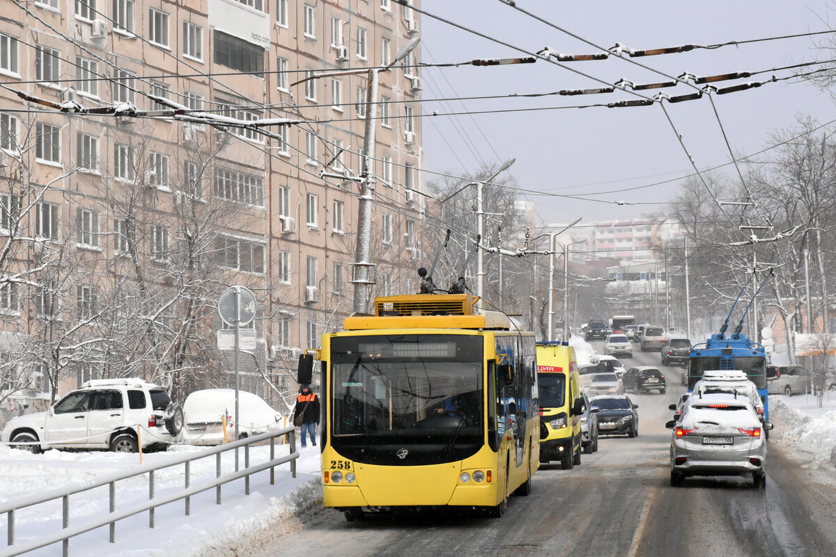Владивосток, ВМЗ-5298.01 «Авангард» № 258; Владивосток — Снегопады
