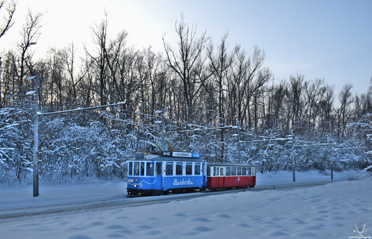 Ostrava, SMMD 2-axle motor car № 21; Ostrava, KPS 2-axle trailer car № 219