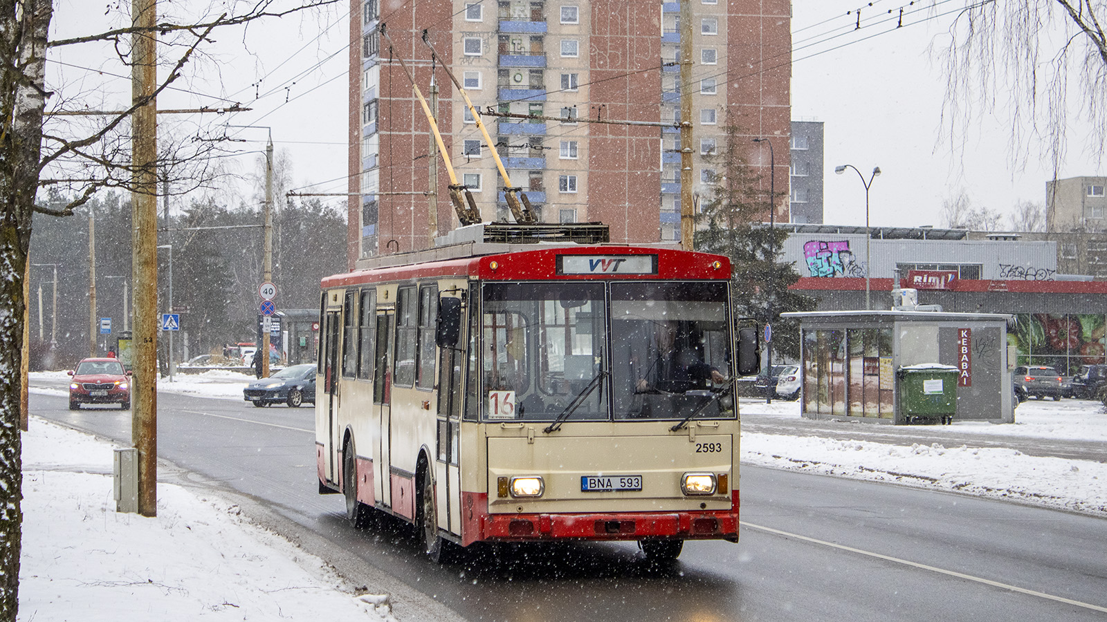Вильнюс, Škoda 14Tr13/6 № 2593; Вильнюс — Временные плановые изменения движения