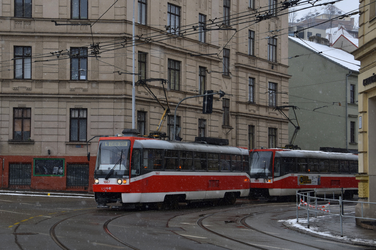 Брно, Tatra T3R (1995) № 1667; Брно, Tatra T3R (1995) № 1668