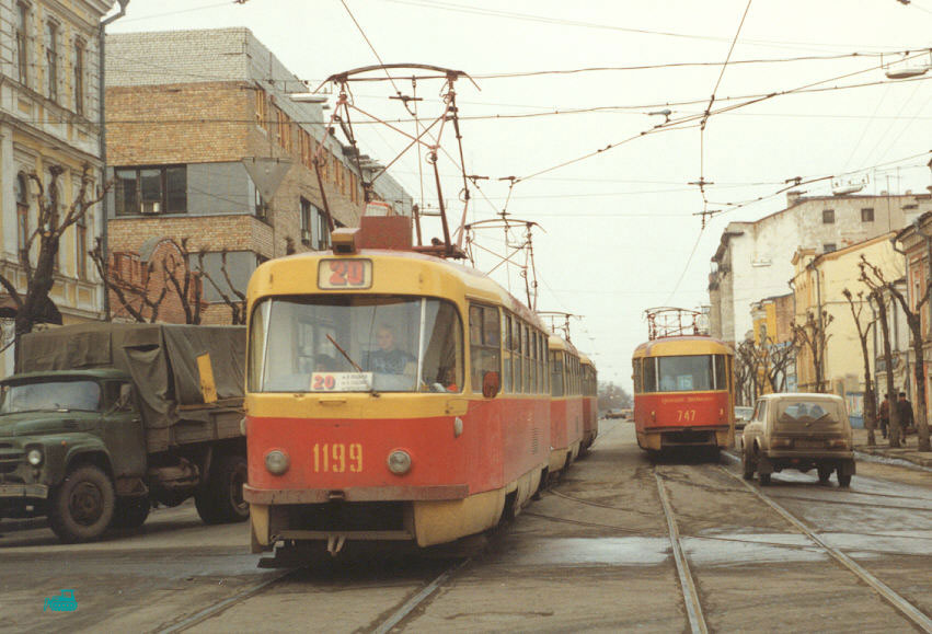 Самара, Tatra T3SU № 1199; Самара, Tatra T3SU (двухдверная) № 747; Самара — Исторические фотографии — Трамвай и Троллейбус (1992-2000)