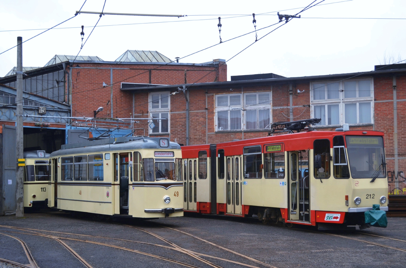 Франкфурт-на-Одере, Tatra KT4DM № 212; Франкфурт-на-Одере, Gotha T2-62 № 49