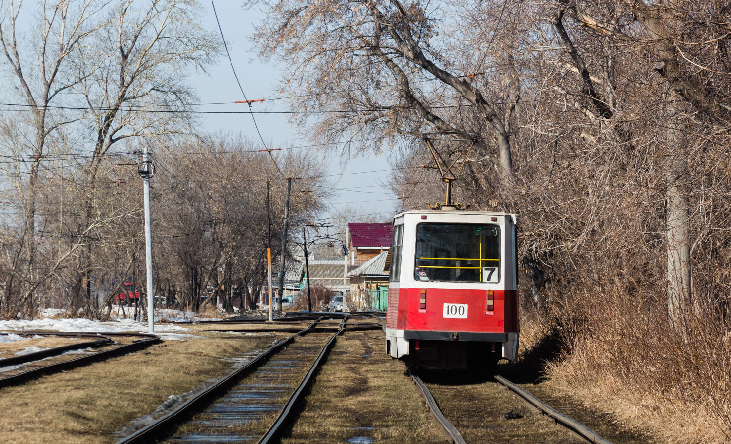 Омск, 71-605 (КТМ-5М3) № 100; Омск — Трамвайные линии — Правый Берег Оми